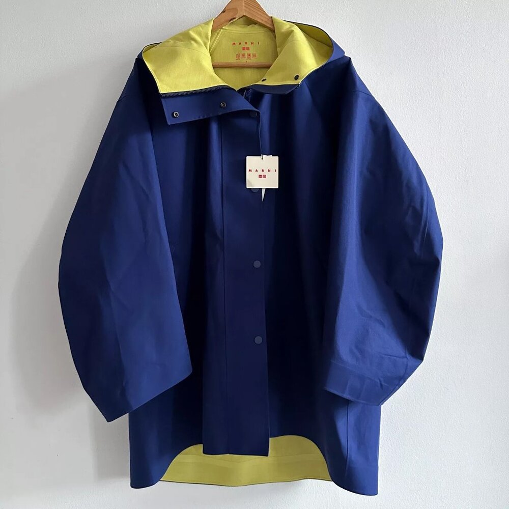 Uniqlo x MARNI Blocktech Oversized Half Coat Blue Large Raincoat NWT